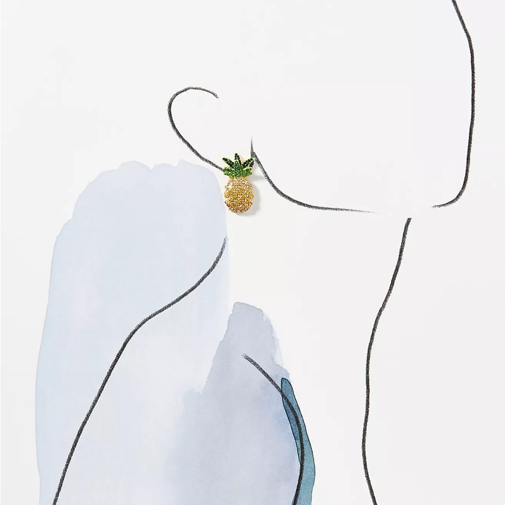 Baublebar Looking Pine Pavé Pineapple‎ Drop Earrings - Yellow/Green - NWB - Picture 3 of 6